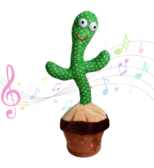 Cactus bailarín de peluche graba y repite lo que dices